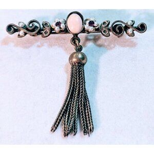 Vintage Victorian Style Tassel Brooch Bronze Ornate Pin 1.5"